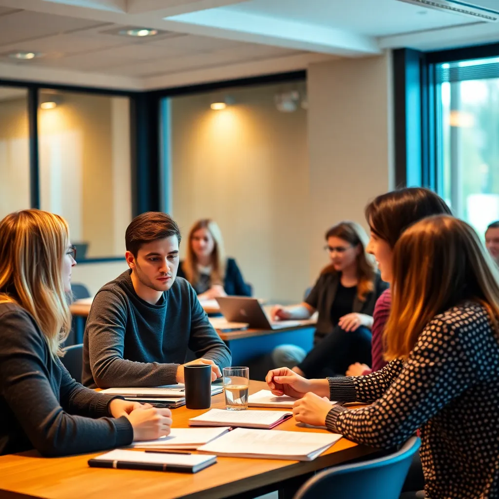 Groep mensen die fietsen door een Nederlands landschap
