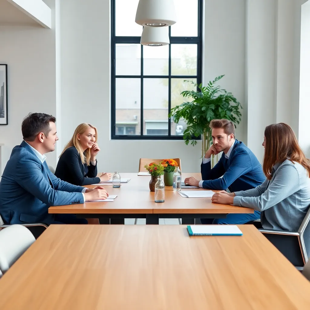 Informele vergadering tussen verschillende niveaus medewerkers in Nederlands bedrijf