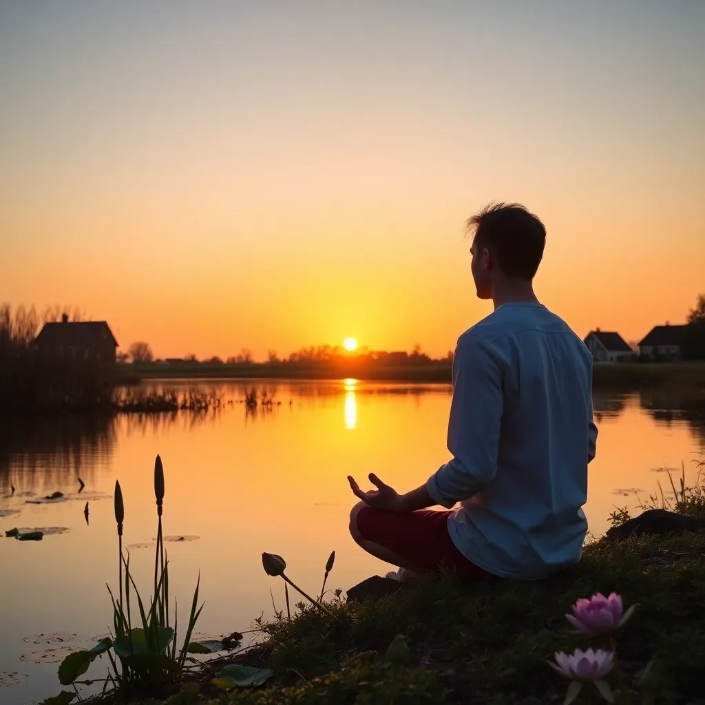 Persoon mediteren in Nederlands natuurgebied