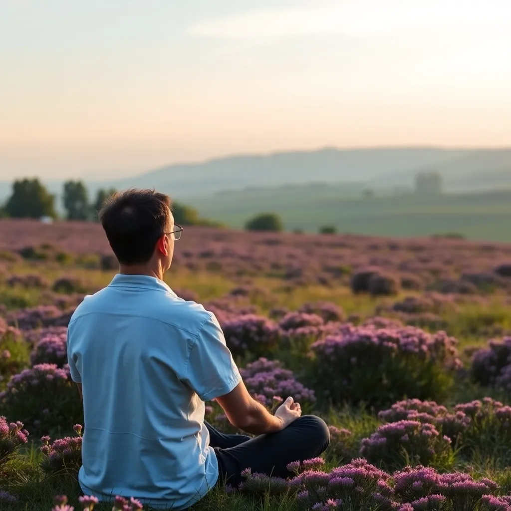 Persoon fietsend door Nederlands polderlandschap bij zonsopgang